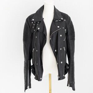 Mens Black leather moto biker style jacket